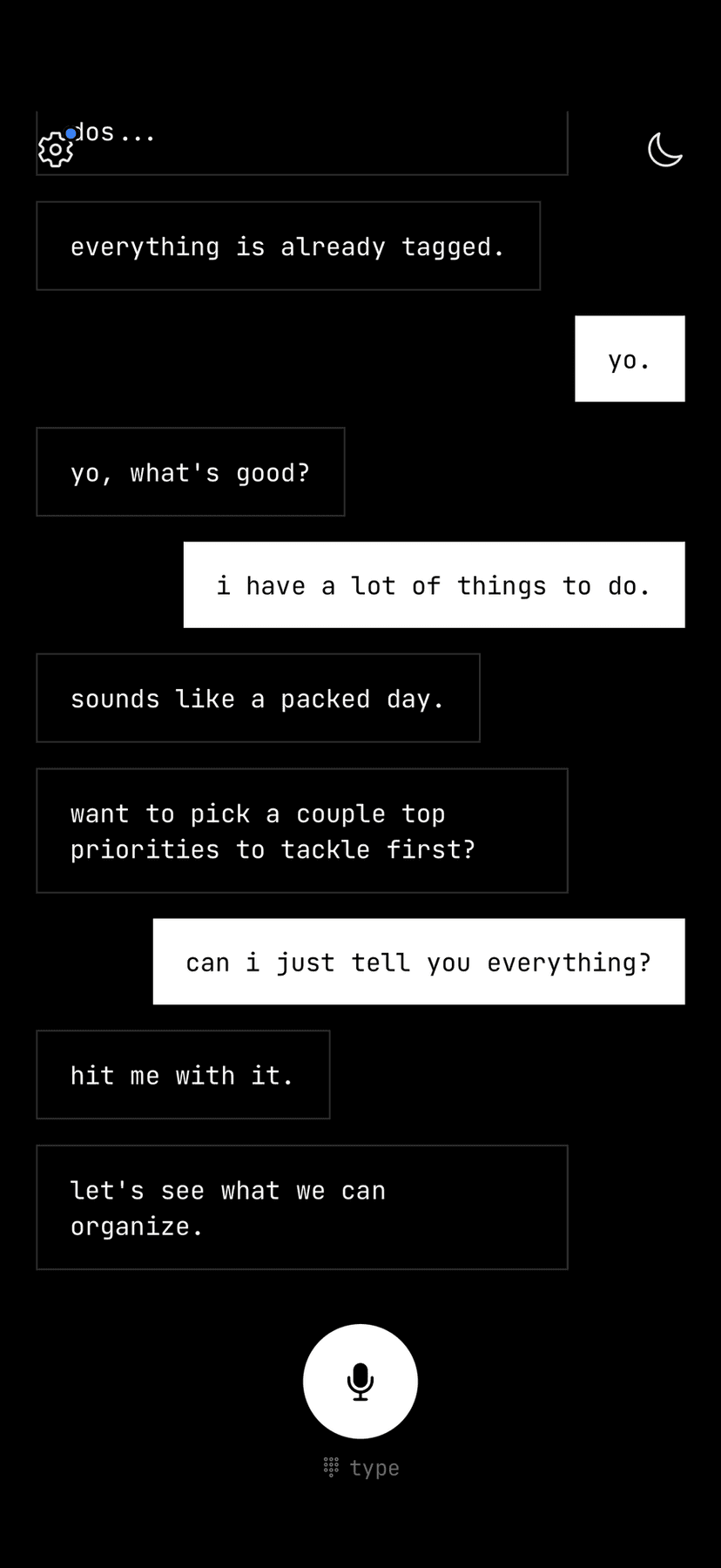 Texting Xyra in the app